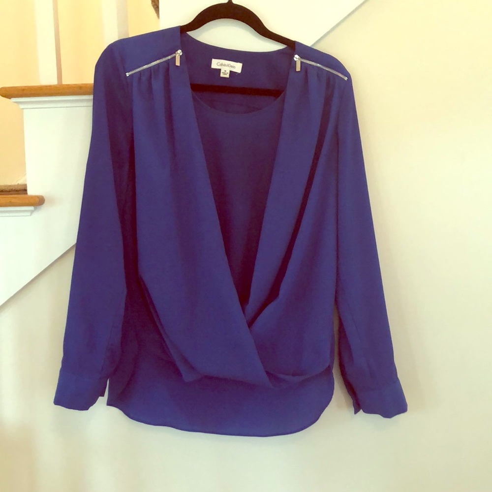 Calvin Klein Royal blue layered blouse